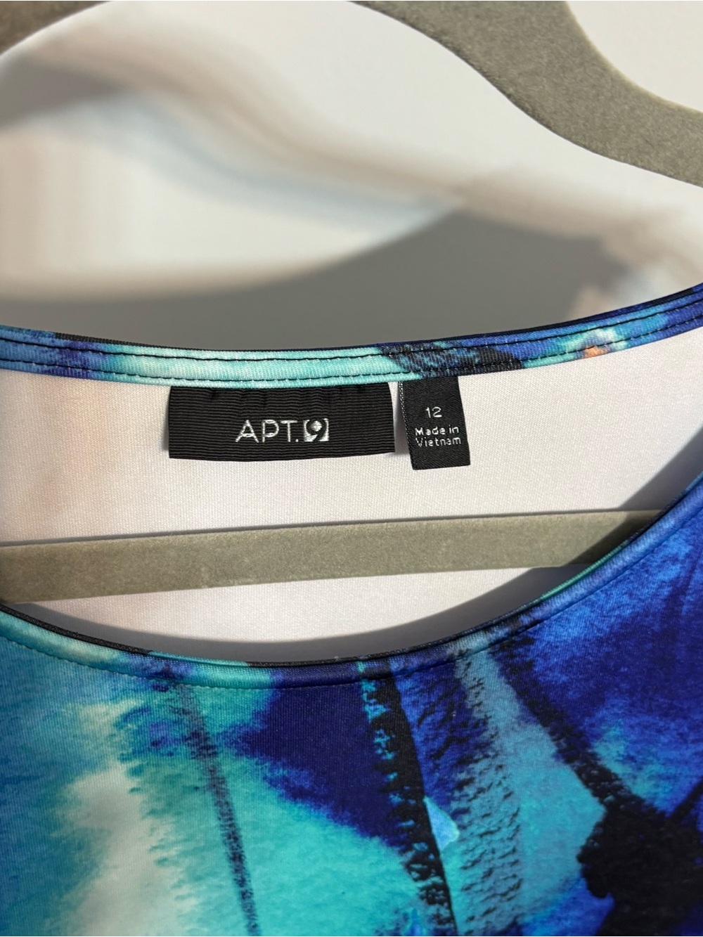 Apt. 9 Blue Watercolor Fit-and-Flare Scuba Knit Dress with Pockets - Picture 6 of 9